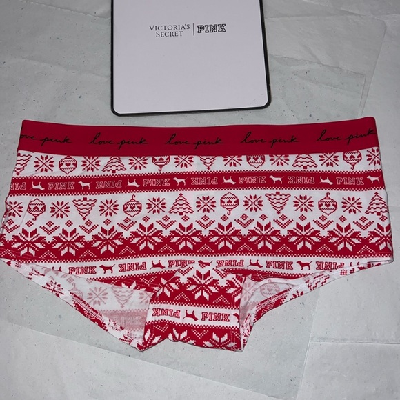 Victoria's Secret Boyshort PINK Christmas Boyshort Underwear UNISEX XL - Picture 1 of 10